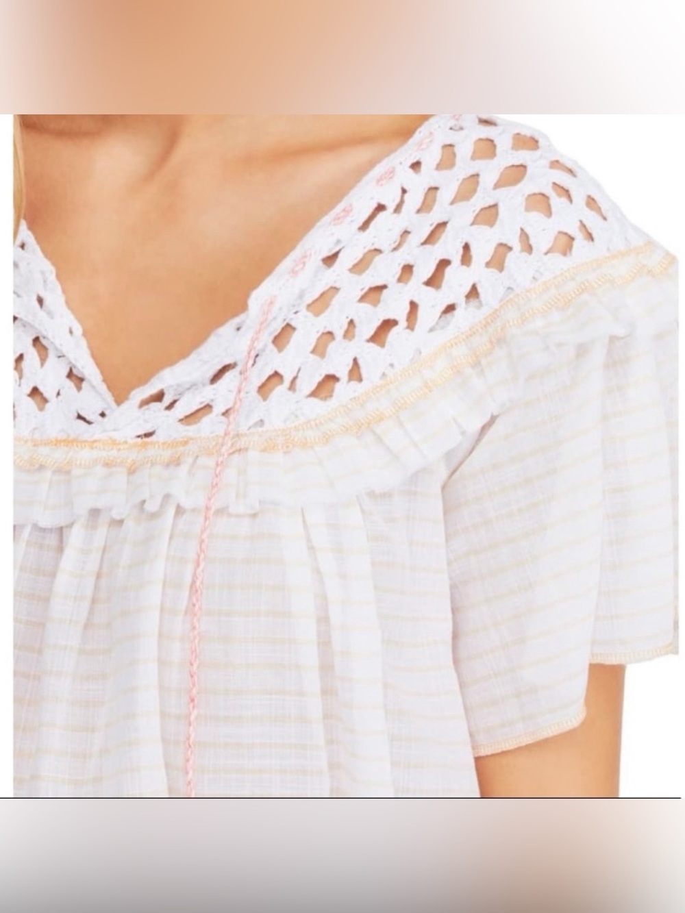 NWT Free People Crochet striped Boho Top - Picture 6 of 13